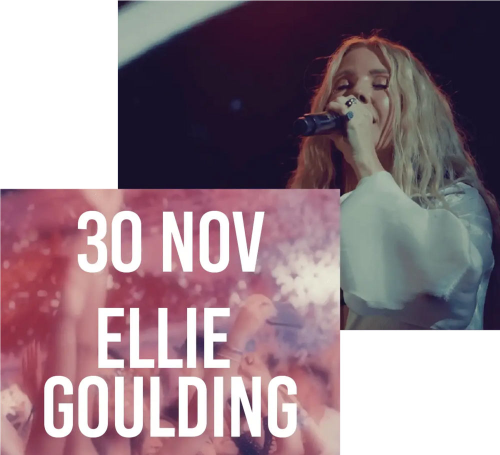 Ankündigungskarte für ein Konzert mit Ellie Goulding am 30. November